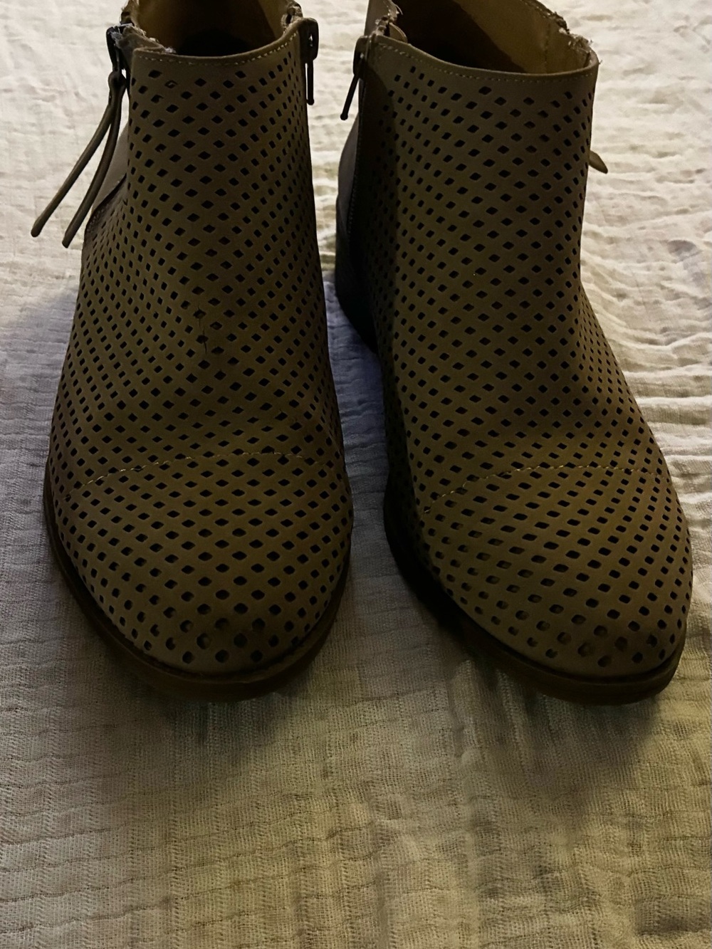 Perforated Ankle Bootie in Taupe - Women Time & Tru -Sz 8